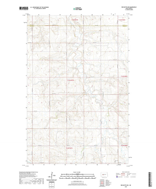 Red Butte NW North Dakota US Topo Map Image