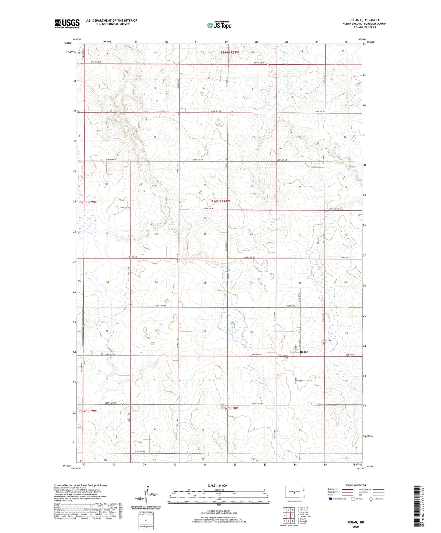 Regan North Dakota US Topo Map Image