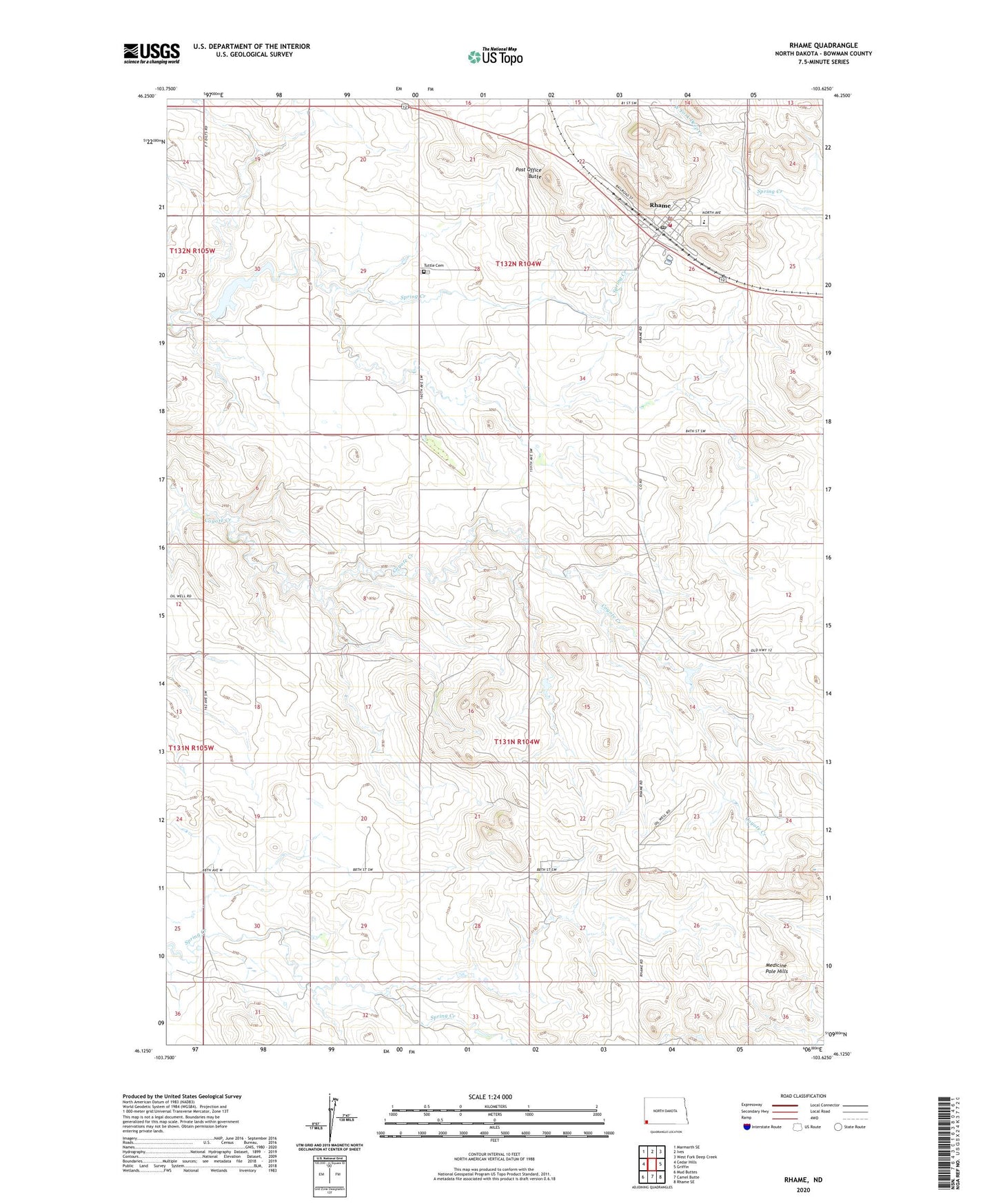 Rhame North Dakota US Topo Map Image