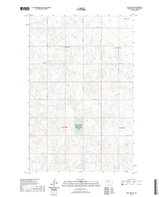 Rice Lake NW North Dakota US Topo Map Image
