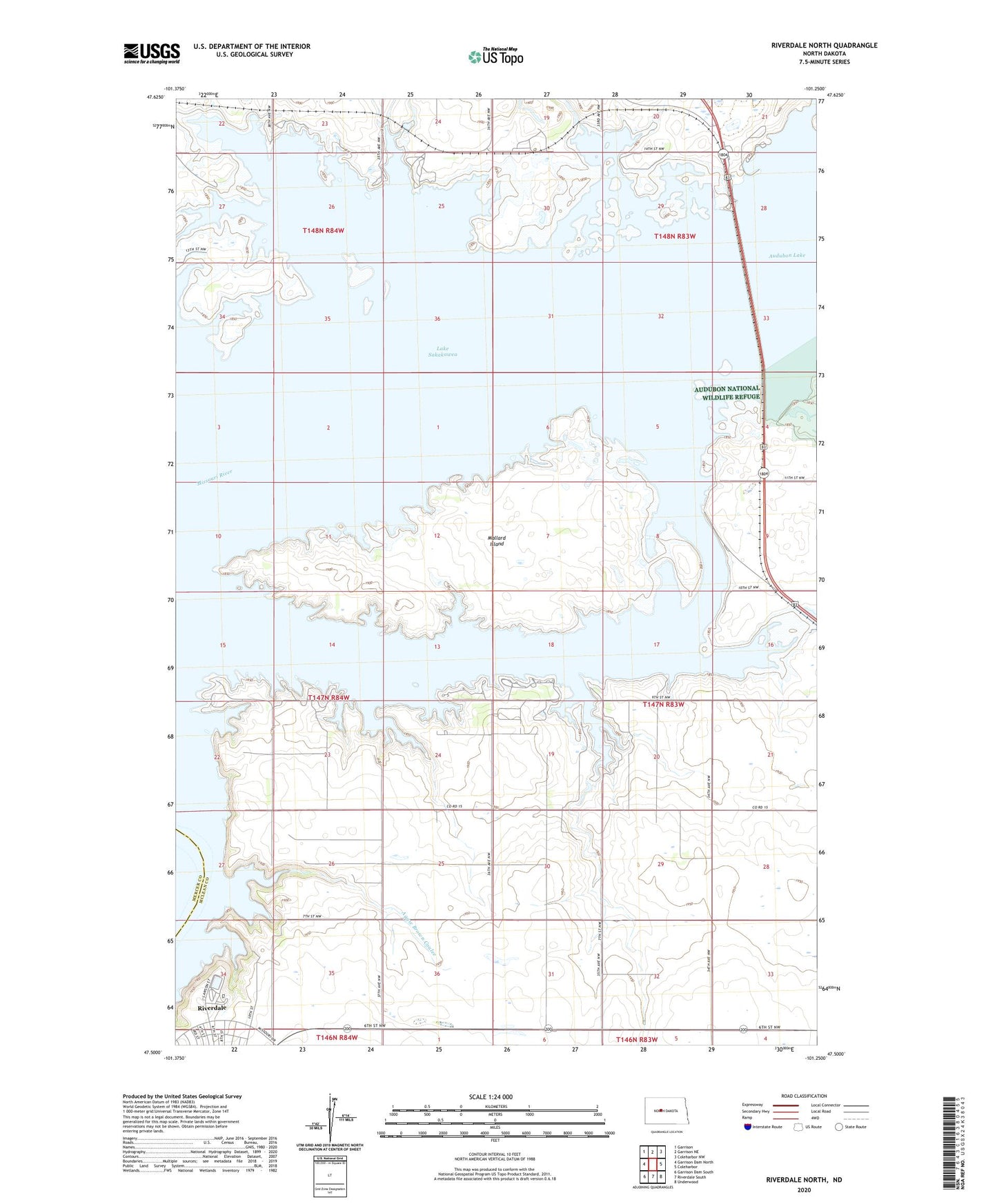 Riverdale North North Dakota US Topo Map Image