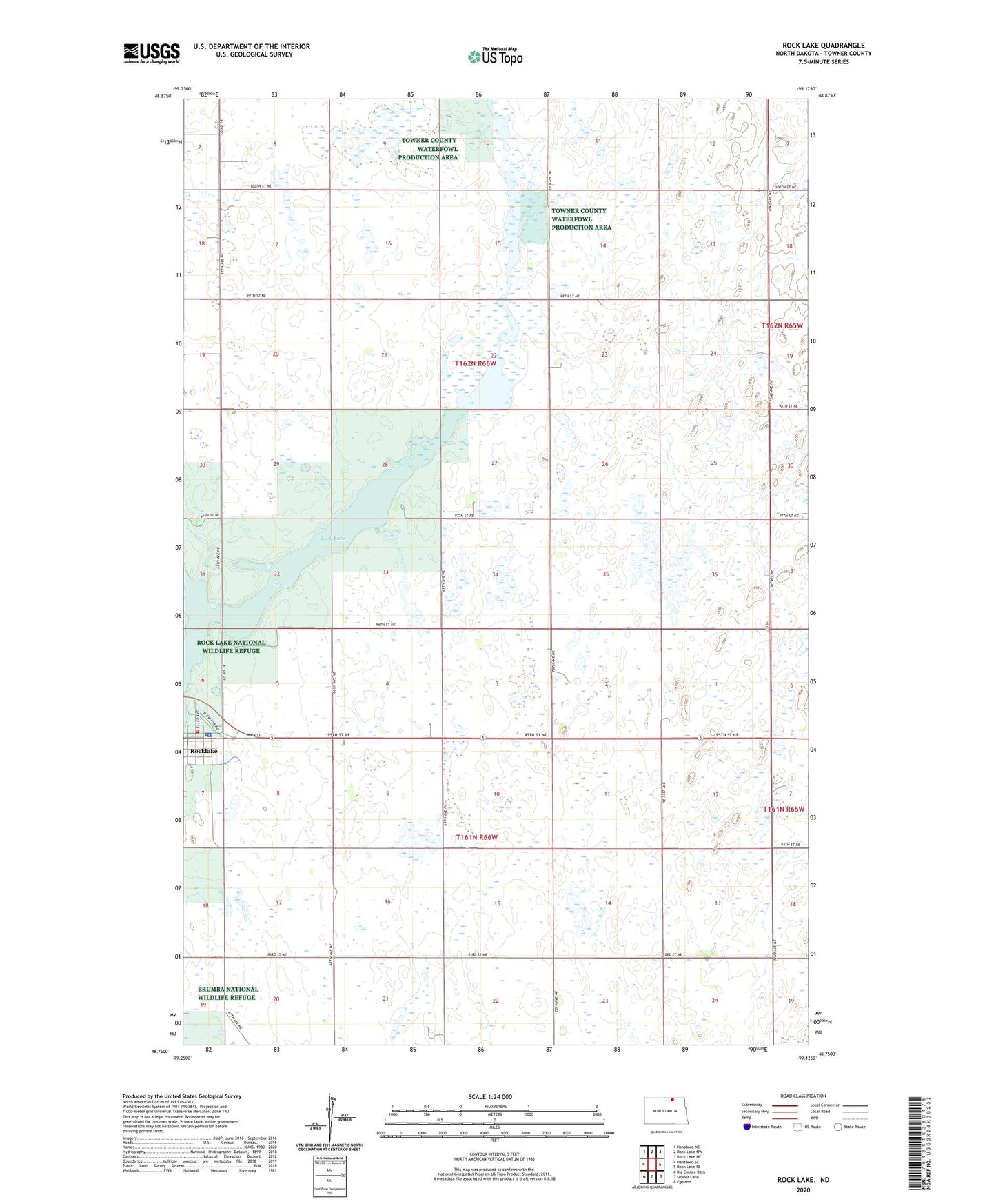 Rock Lake North Dakota US Topo Map Image