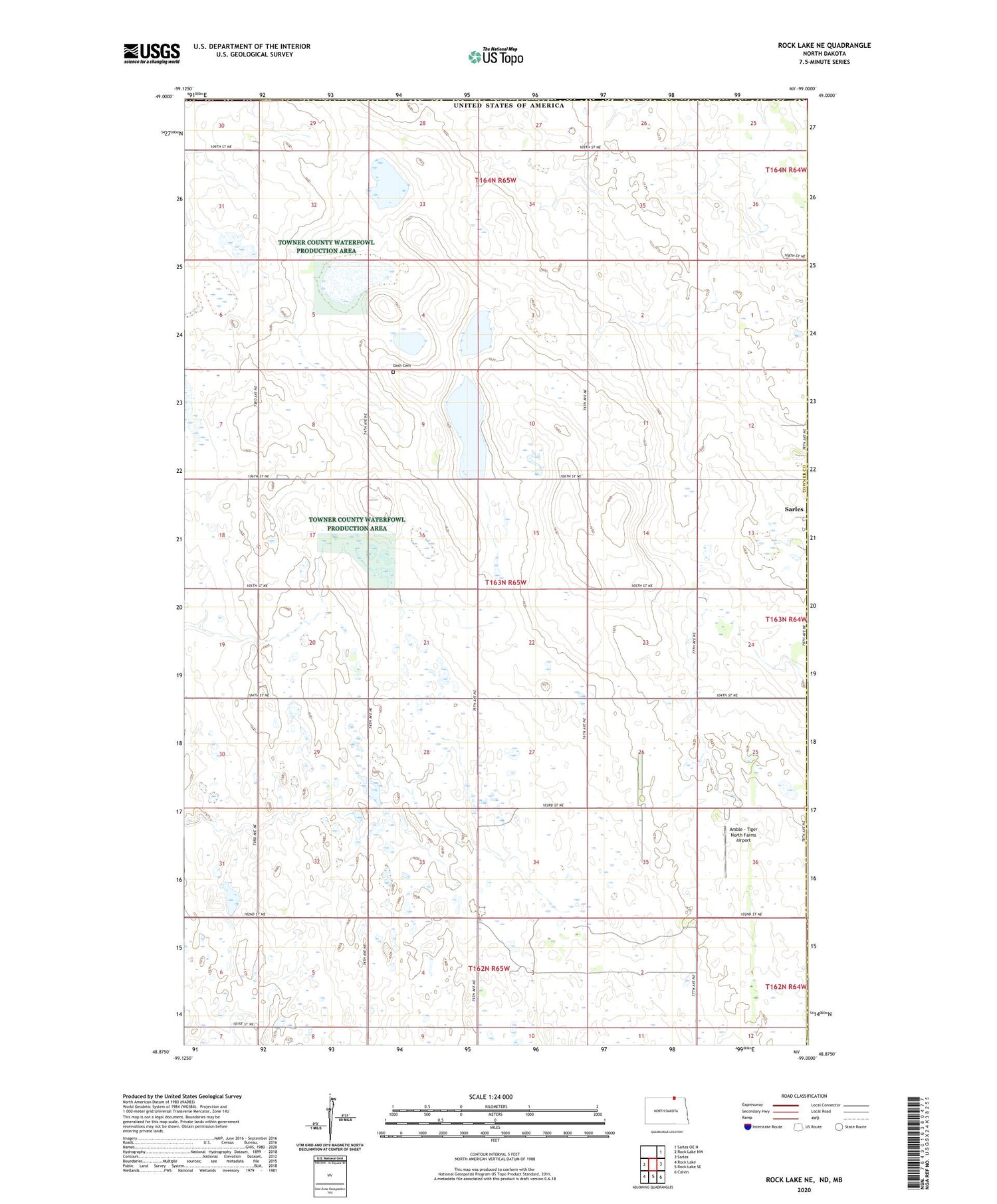 Rock Lake NE North Dakota US Topo Map Image