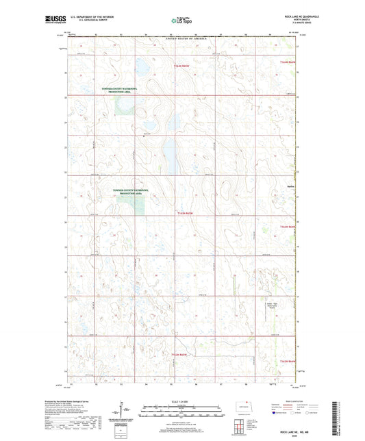 Rock Lake NE North Dakota US Topo Map Image