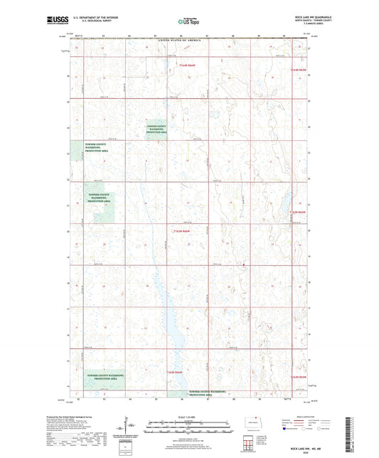 Rock Lake NW North Dakota US Topo Map Image