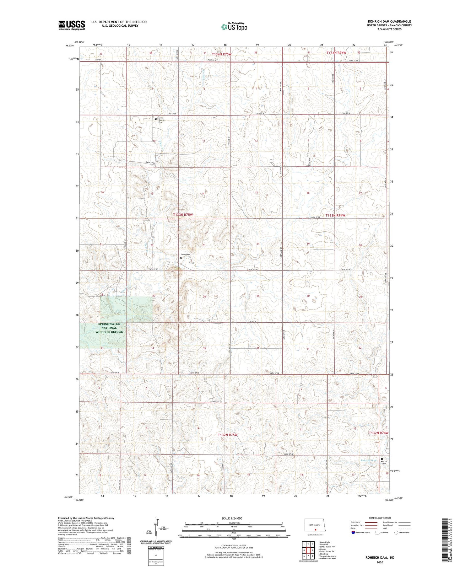 Rohrich Dam North Dakota US Topo Map Image
