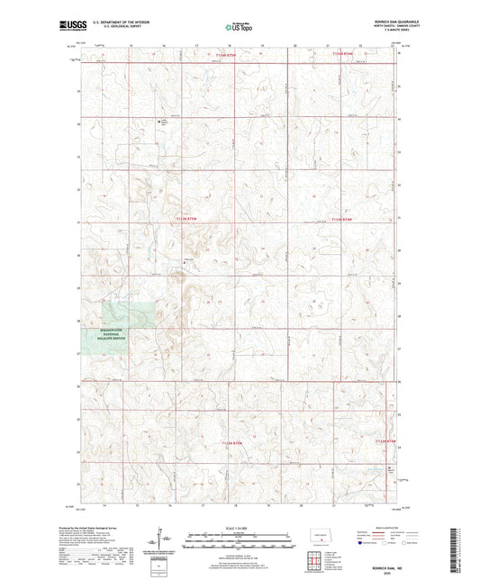 Rohrich Dam North Dakota US Topo Map Image