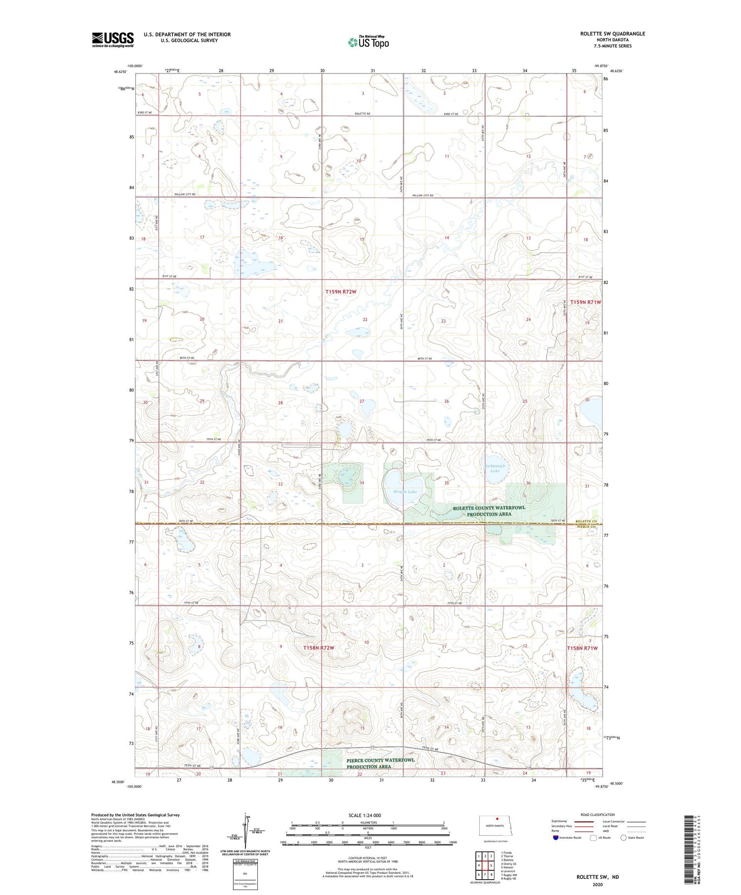 Rolette SW North Dakota US Topo Map Image