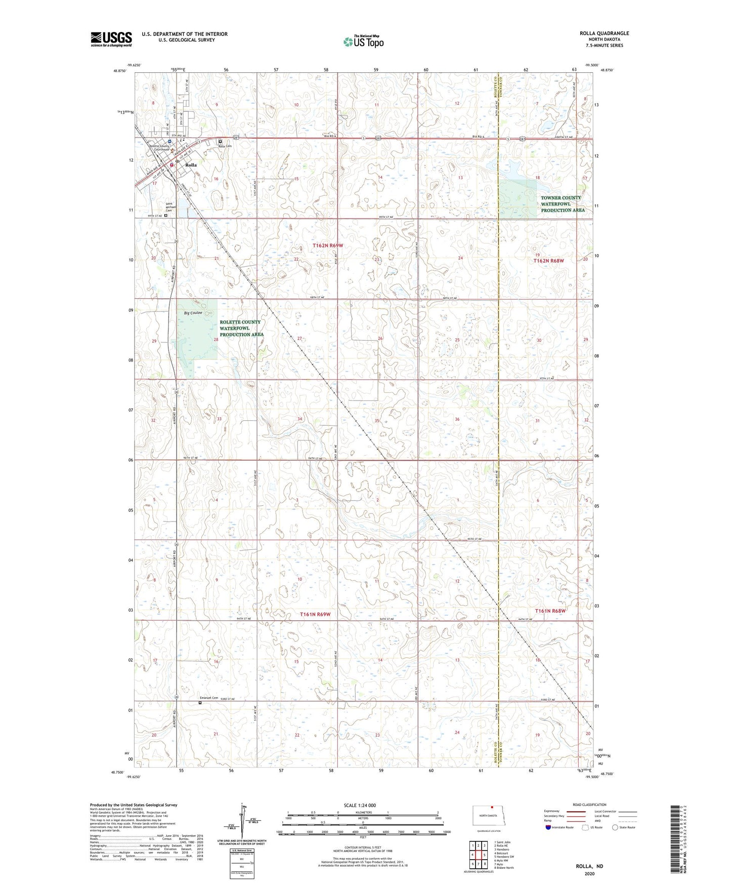 Rolla North Dakota US Topo Map Image