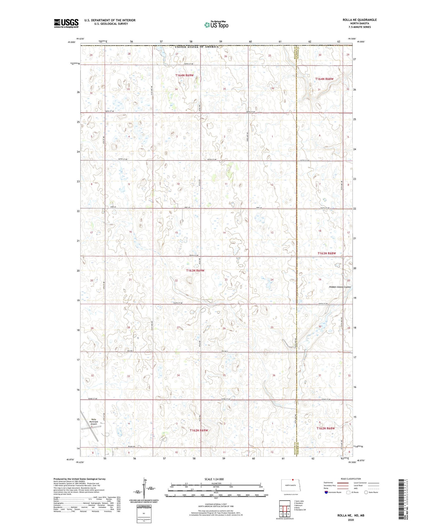 Rolla NE North Dakota US Topo Map Image