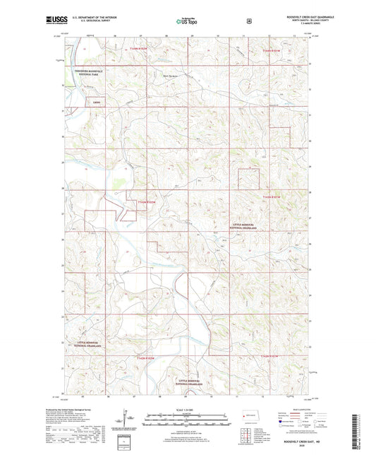 Roosevelt Creek East North Dakota US Topo Map Image