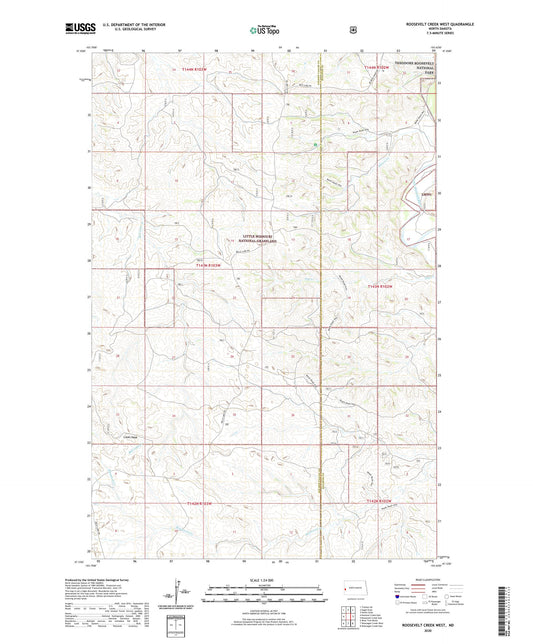 Roosevelt Creek West North Dakota US Topo Map Image
