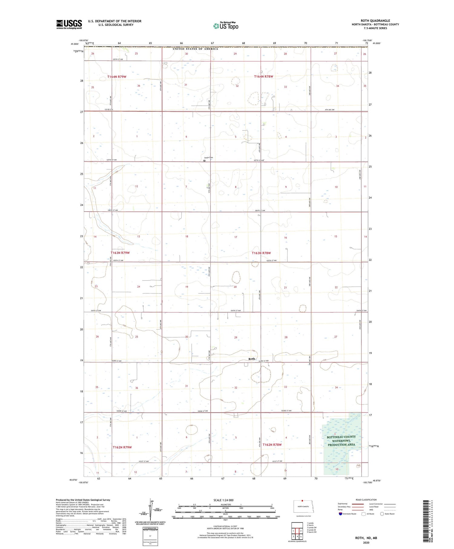 Roth North Dakota US Topo Map Image