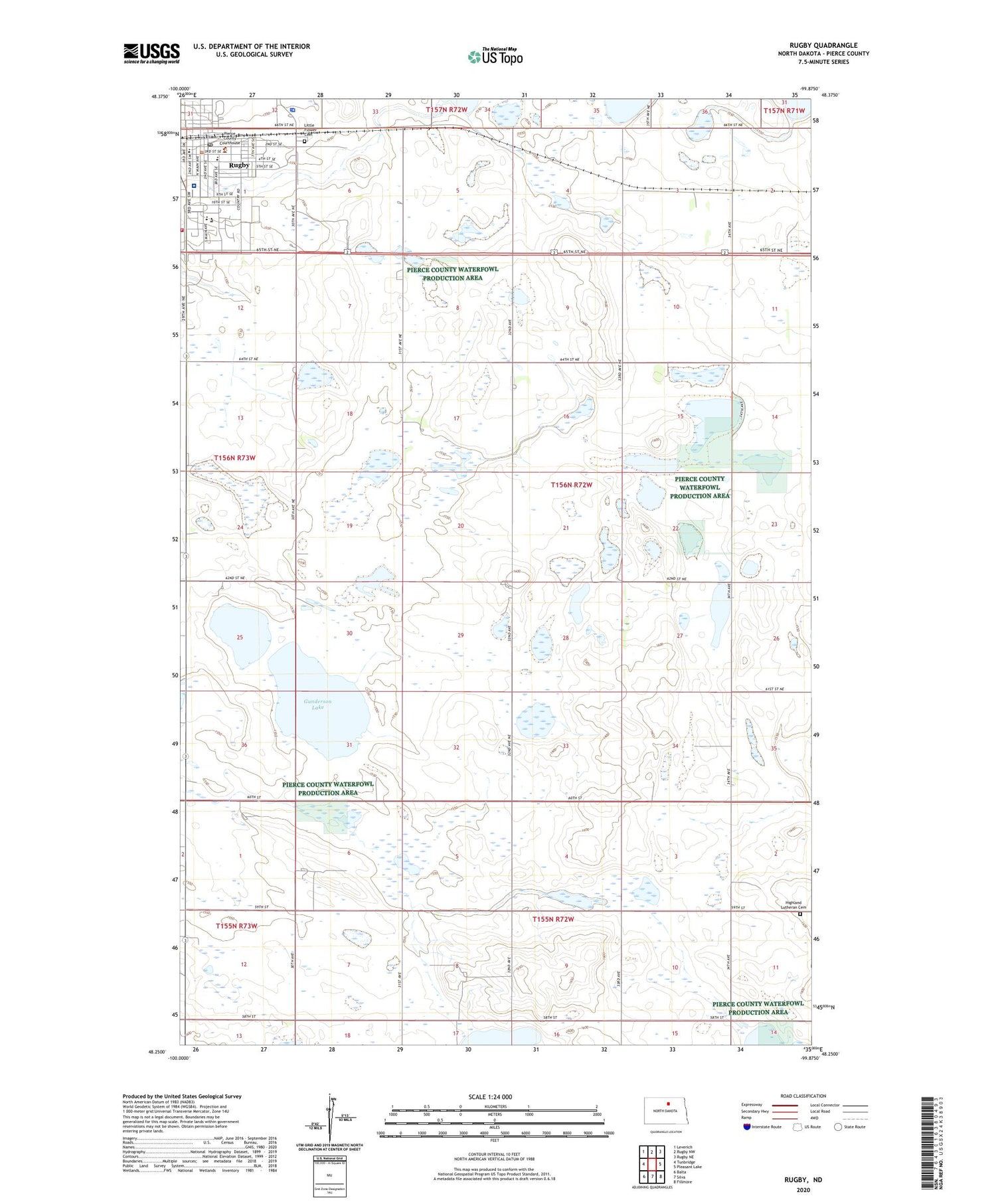 Rugby North Dakota US Topo Map Image
