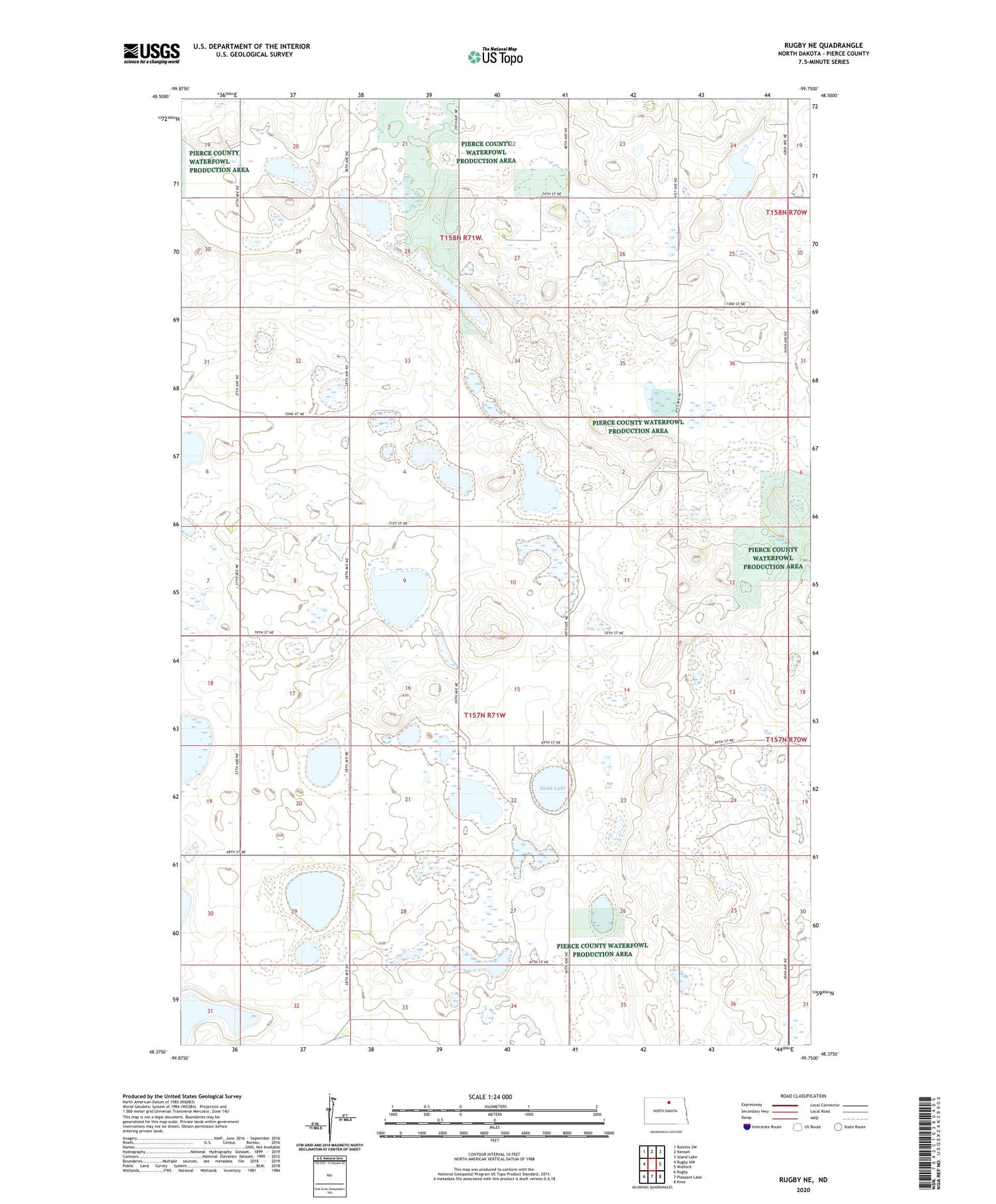 Rugby NE North Dakota US Topo Map Image