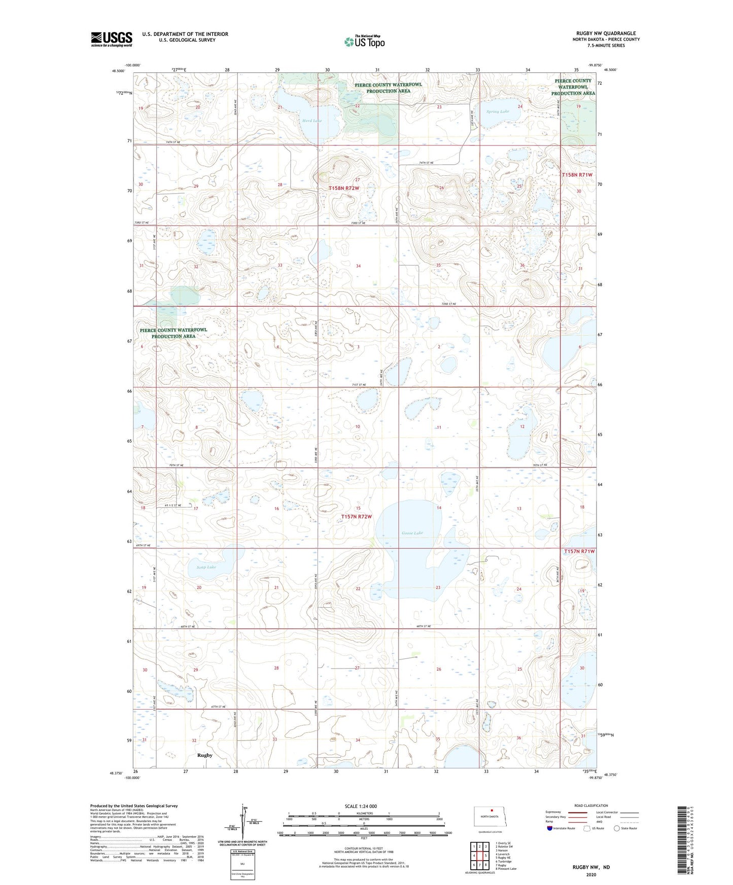 Rugby NW North Dakota US Topo Map Image