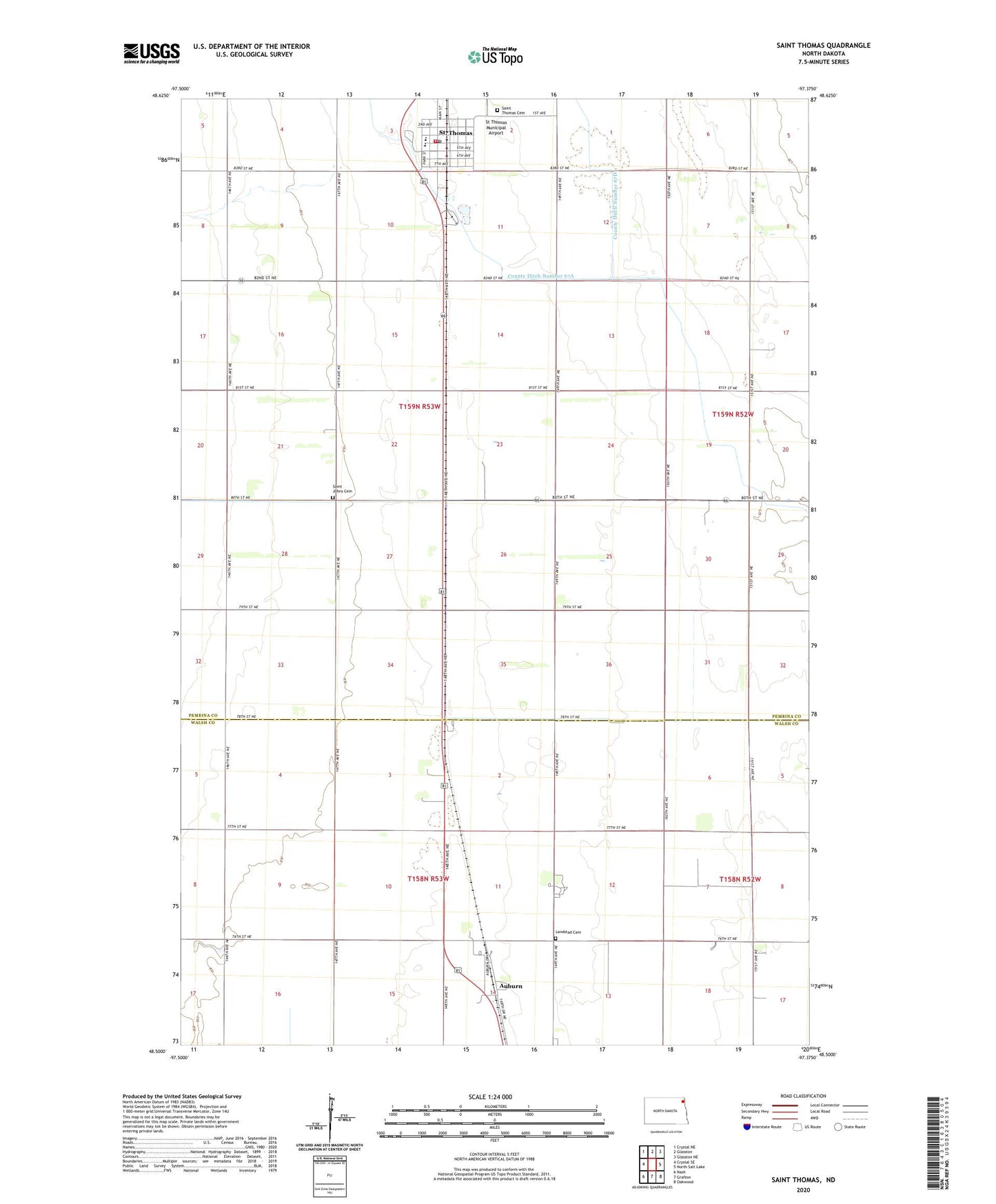 Saint Thomas North Dakota US Topo Map Image