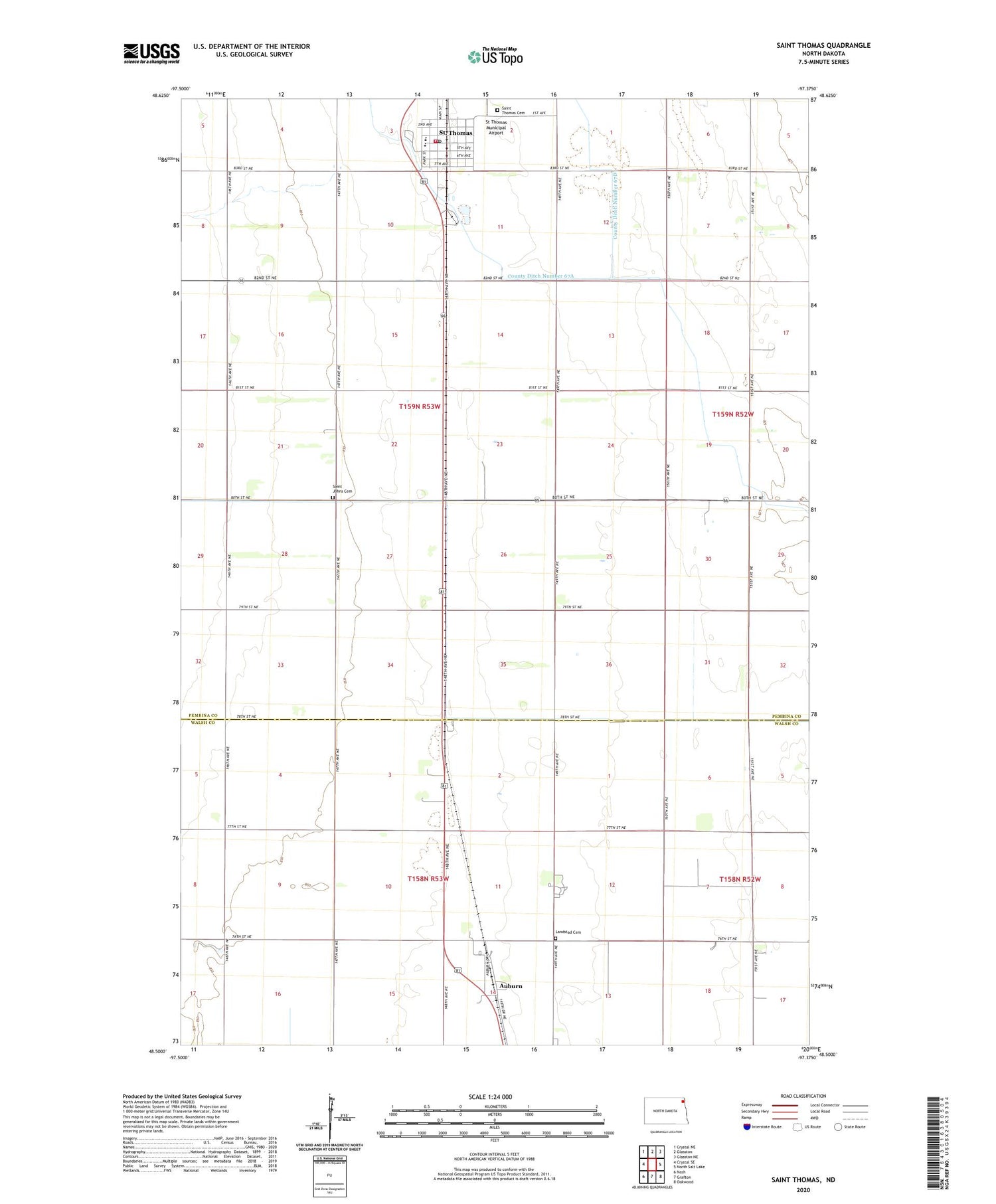 Saint Thomas North Dakota US Topo Map Image