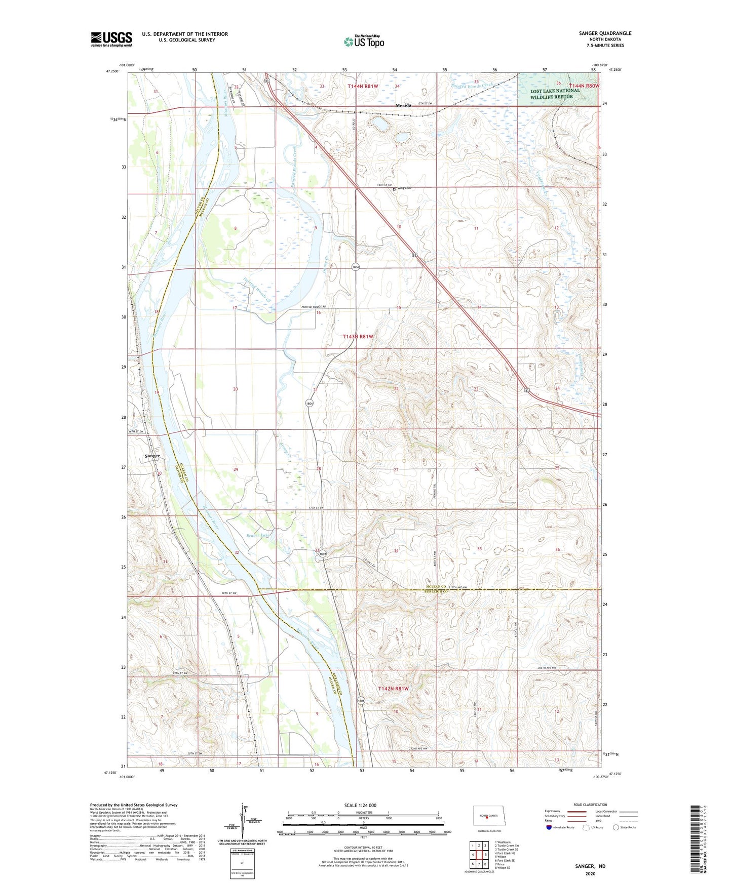 Sanger North Dakota US Topo Map Image