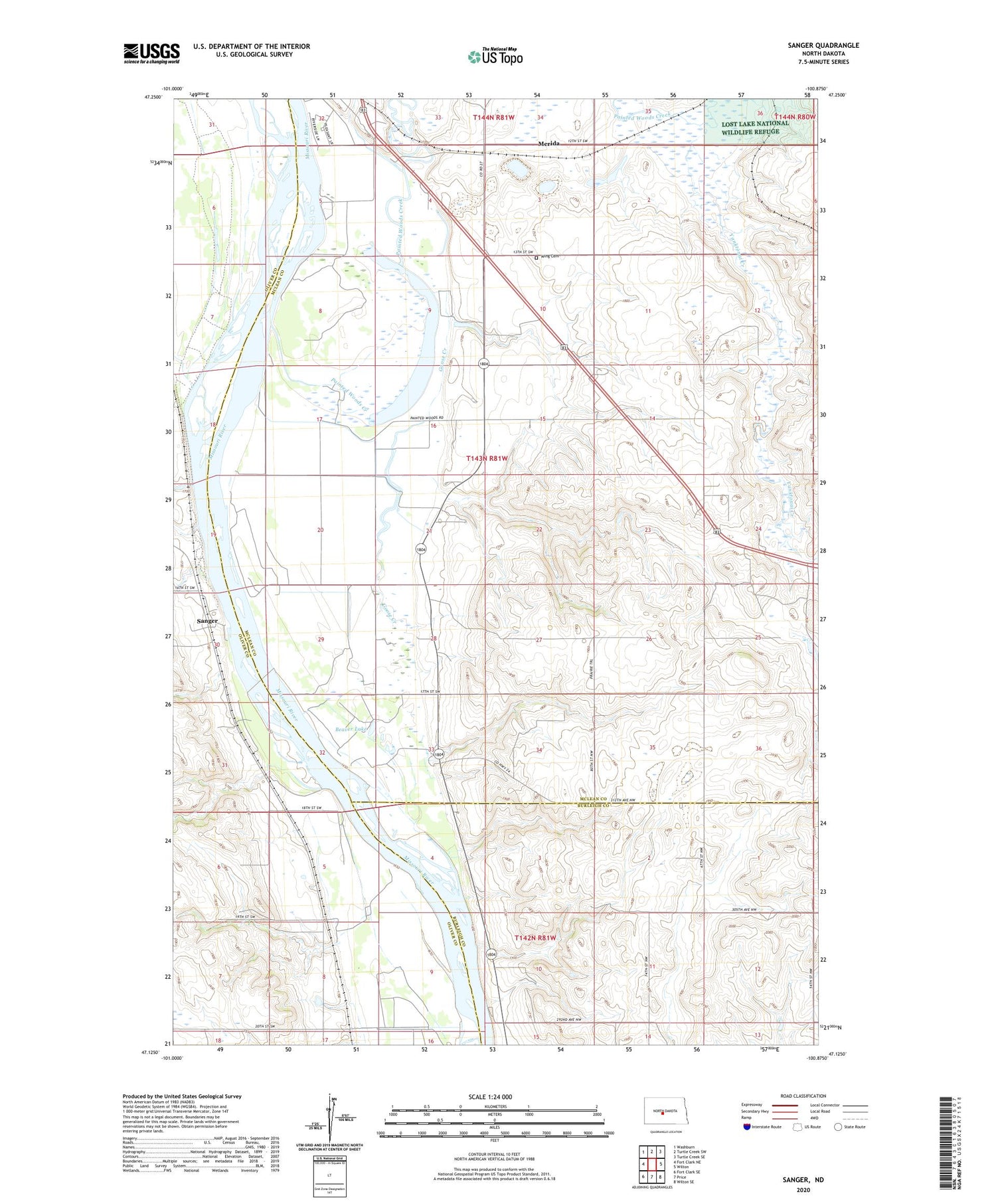 Sanger North Dakota US Topo Map Image