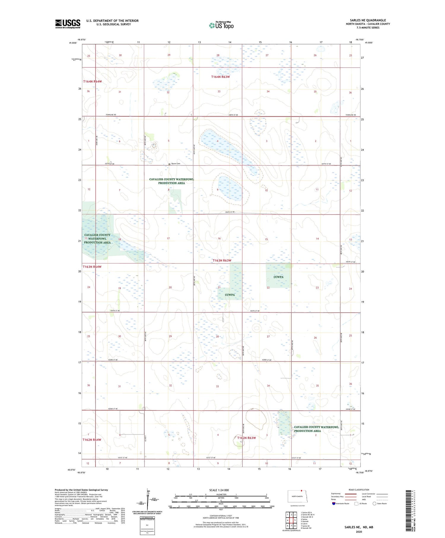 Sarles NE North Dakota US Topo Map Image