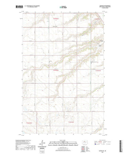 Sawyer SW North Dakota US Topo Map Image