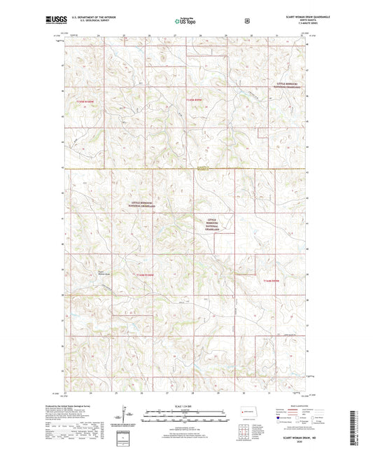 Scairt Woman Draw North Dakota US Topo Map Image