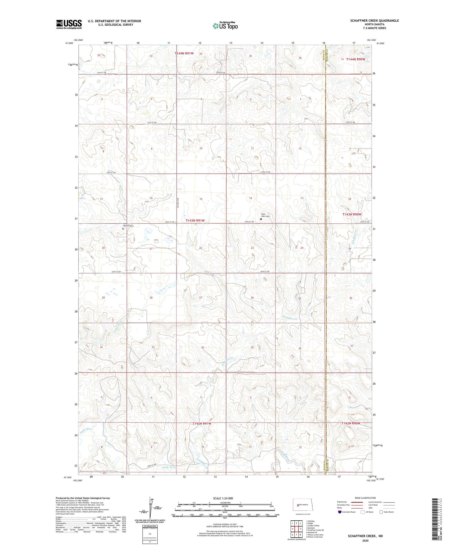 Schaffner Creek North Dakota US Topo Map Image