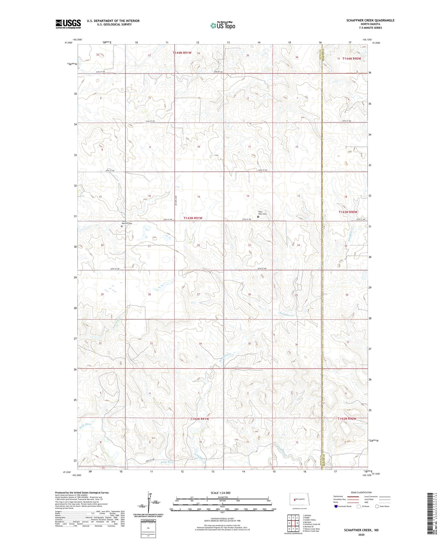 Schaffner Creek North Dakota US Topo Map Image