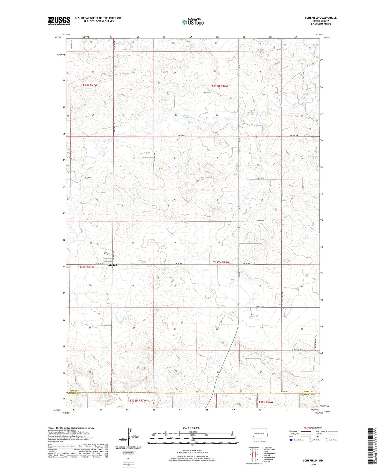 Schefield North Dakota US Topo Map Image