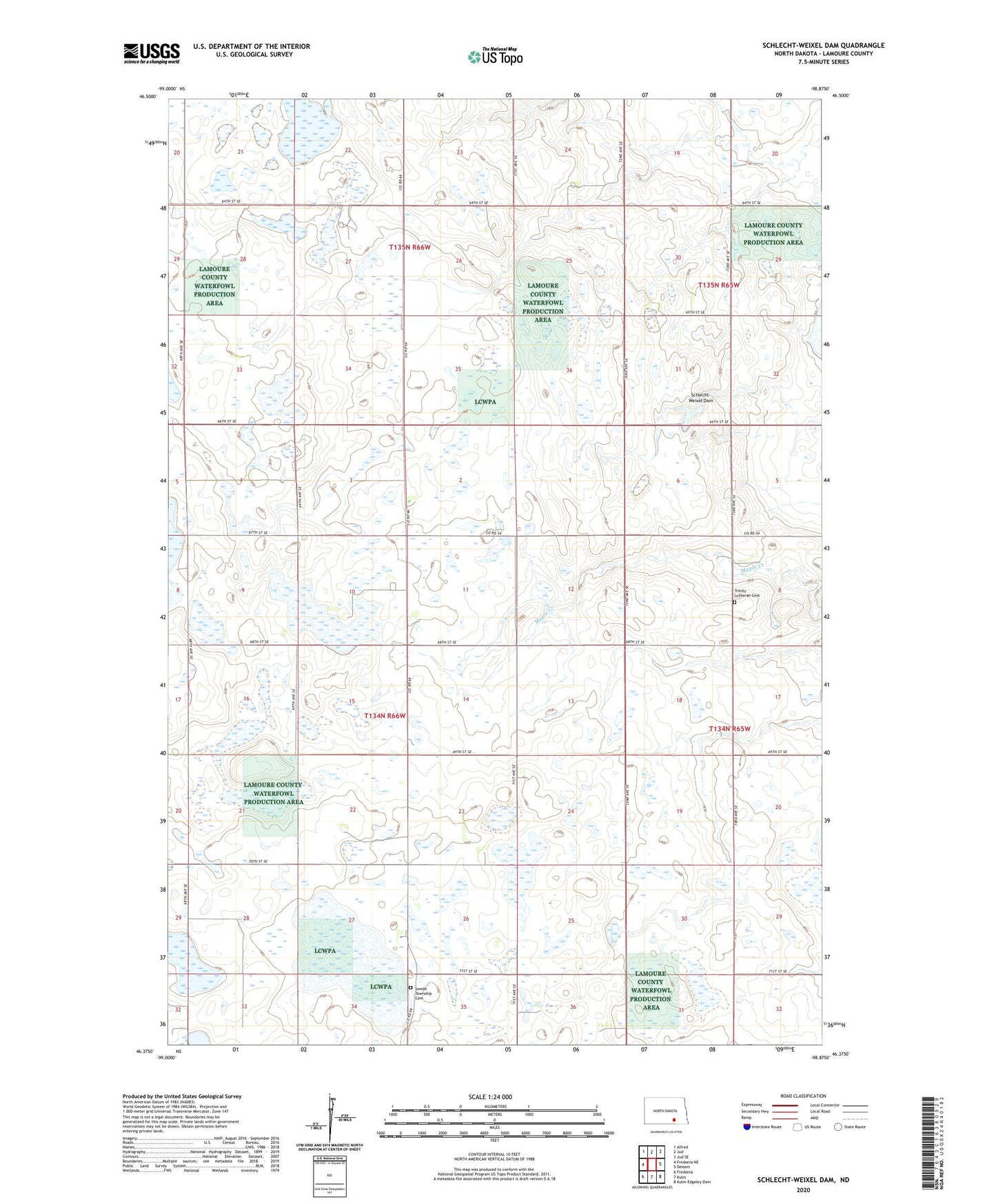 Schlecht-Weixel Dam North Dakota US Topo Map Image
