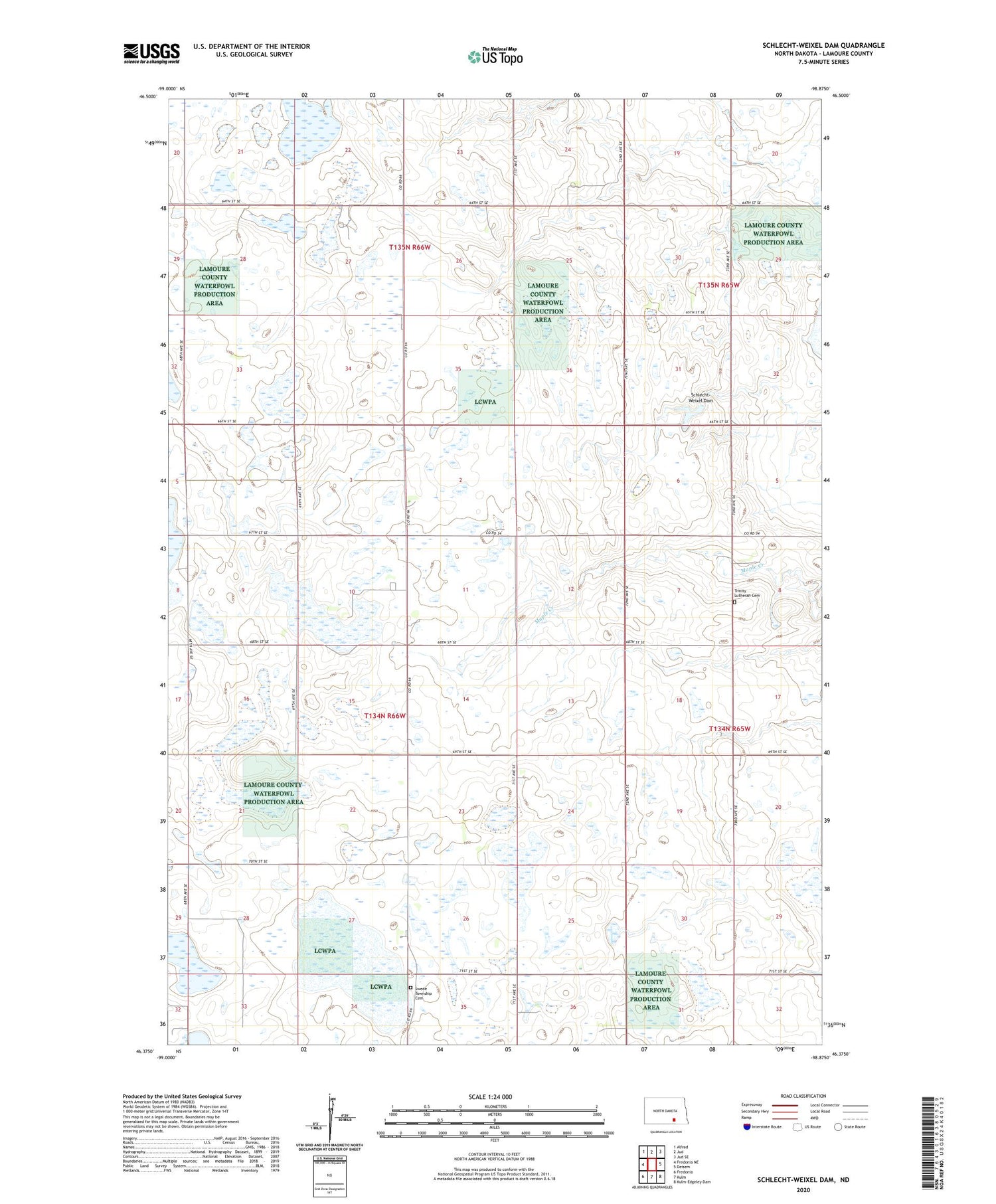 Schlecht-Weixel Dam North Dakota US Topo Map Image