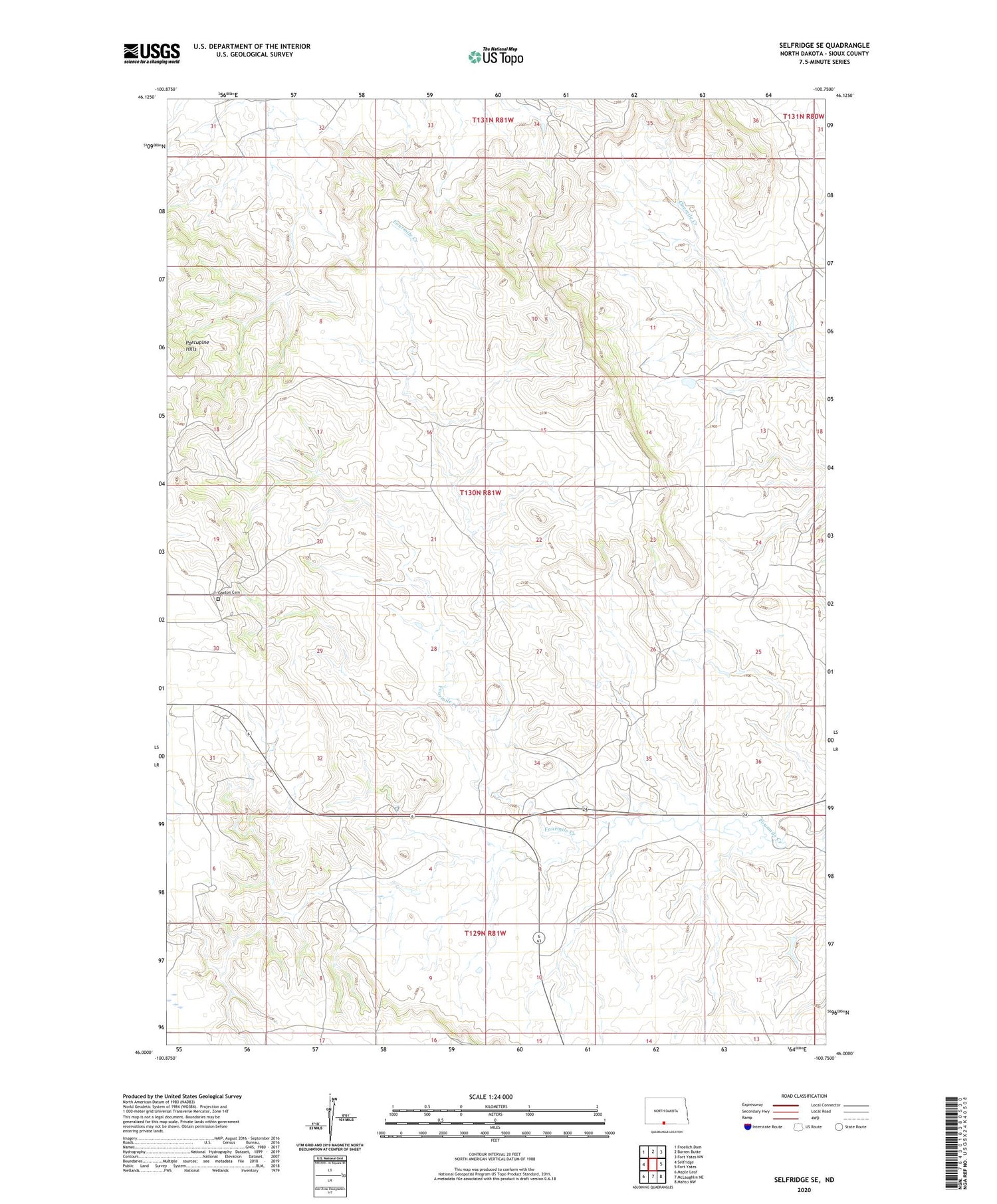 Selfridge SE North Dakota US Topo Map Image
