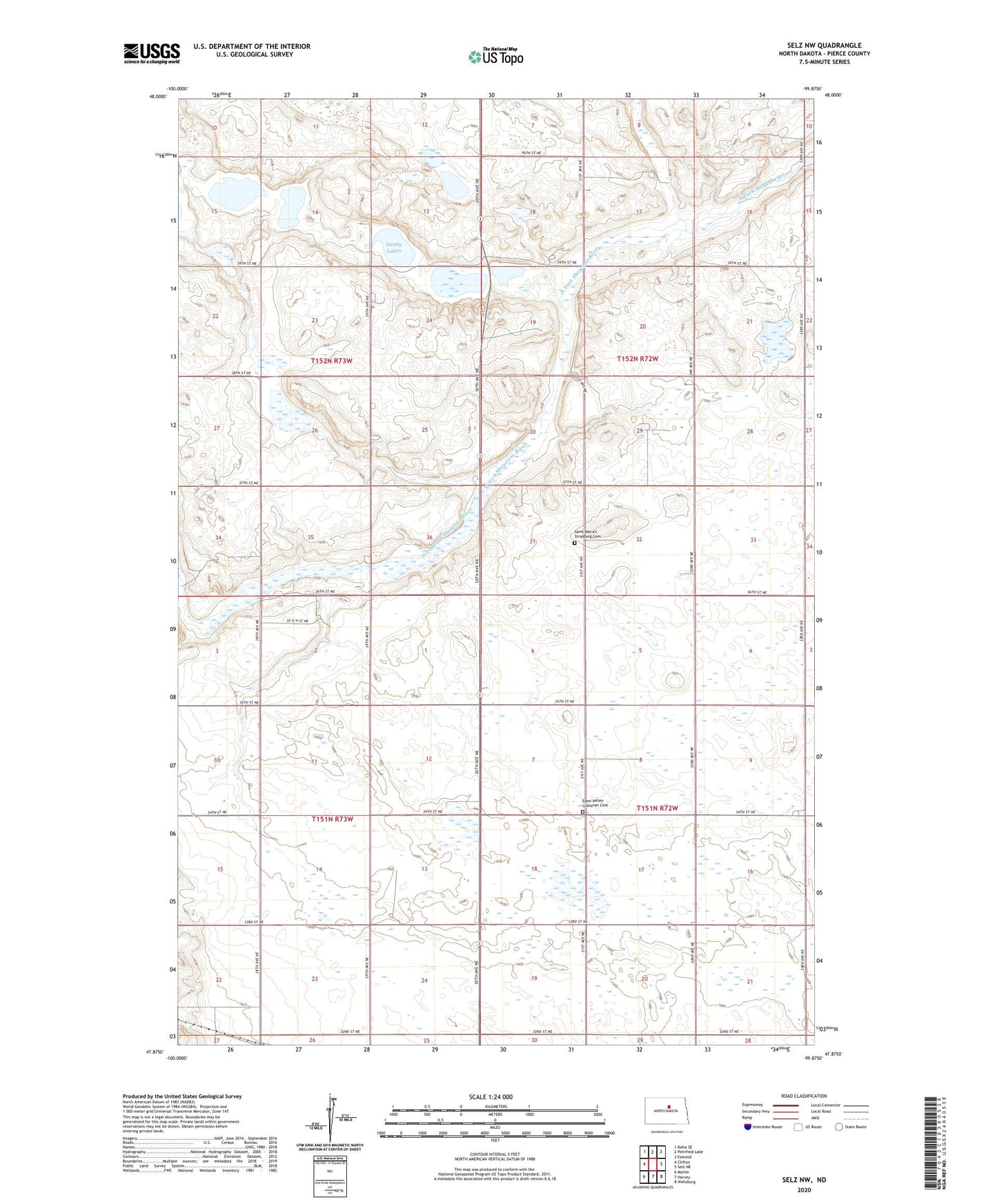 Selz NW North Dakota US Topo Map Image