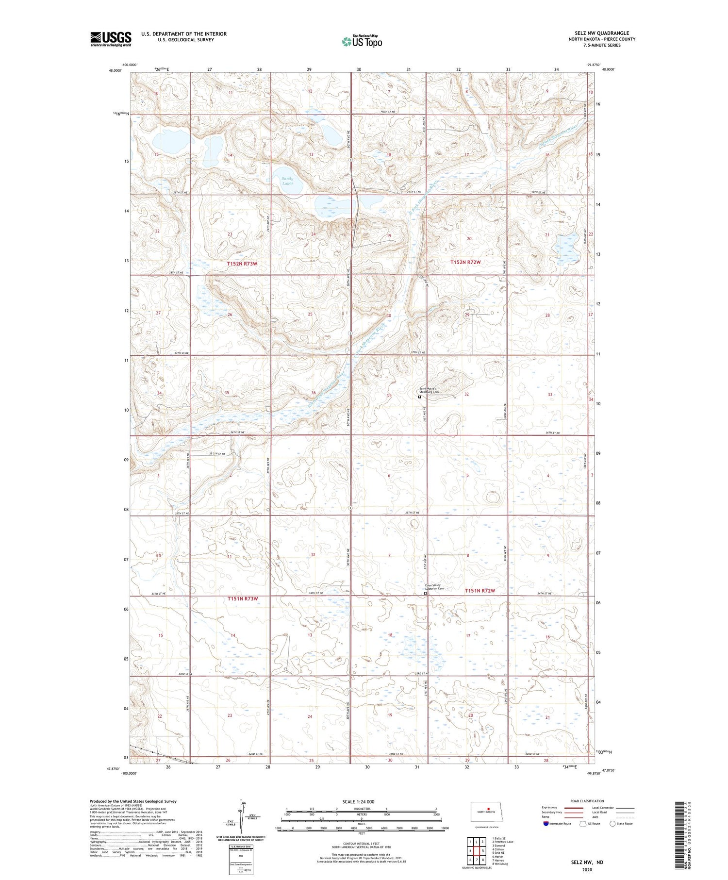 Selz NW North Dakota US Topo Map Image
