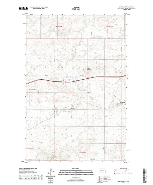 Sentinel Butte North Dakota US Topo Map Image