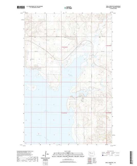 Shell Creek Bay North Dakota US Topo Map Image