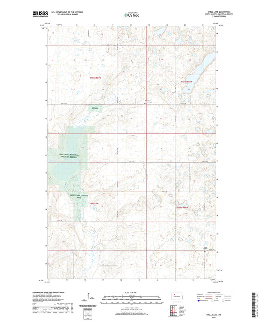 Shell Lake North Dakota US Topo Map Image