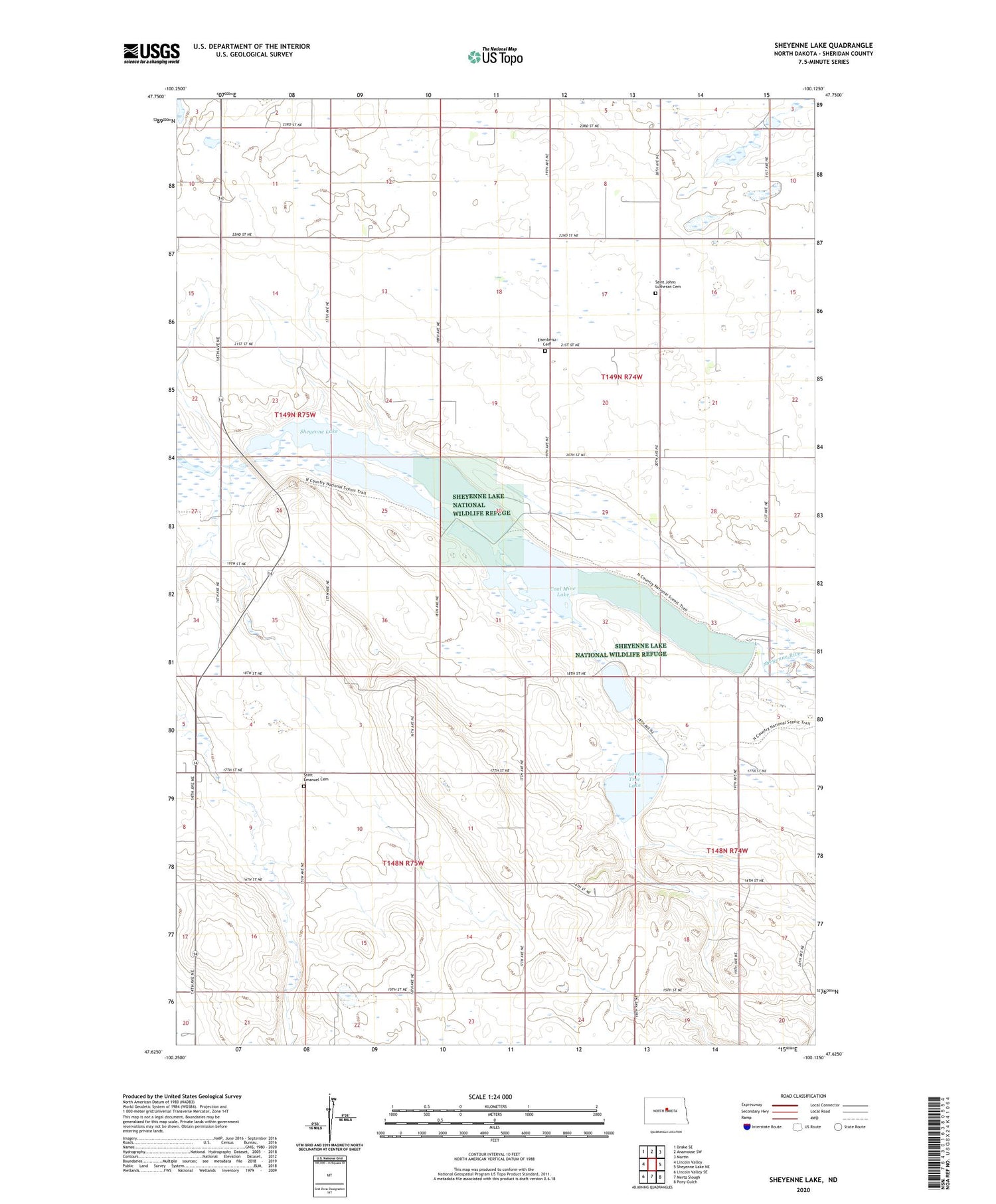 Sheyenne Lake North Dakota US Topo Map Image