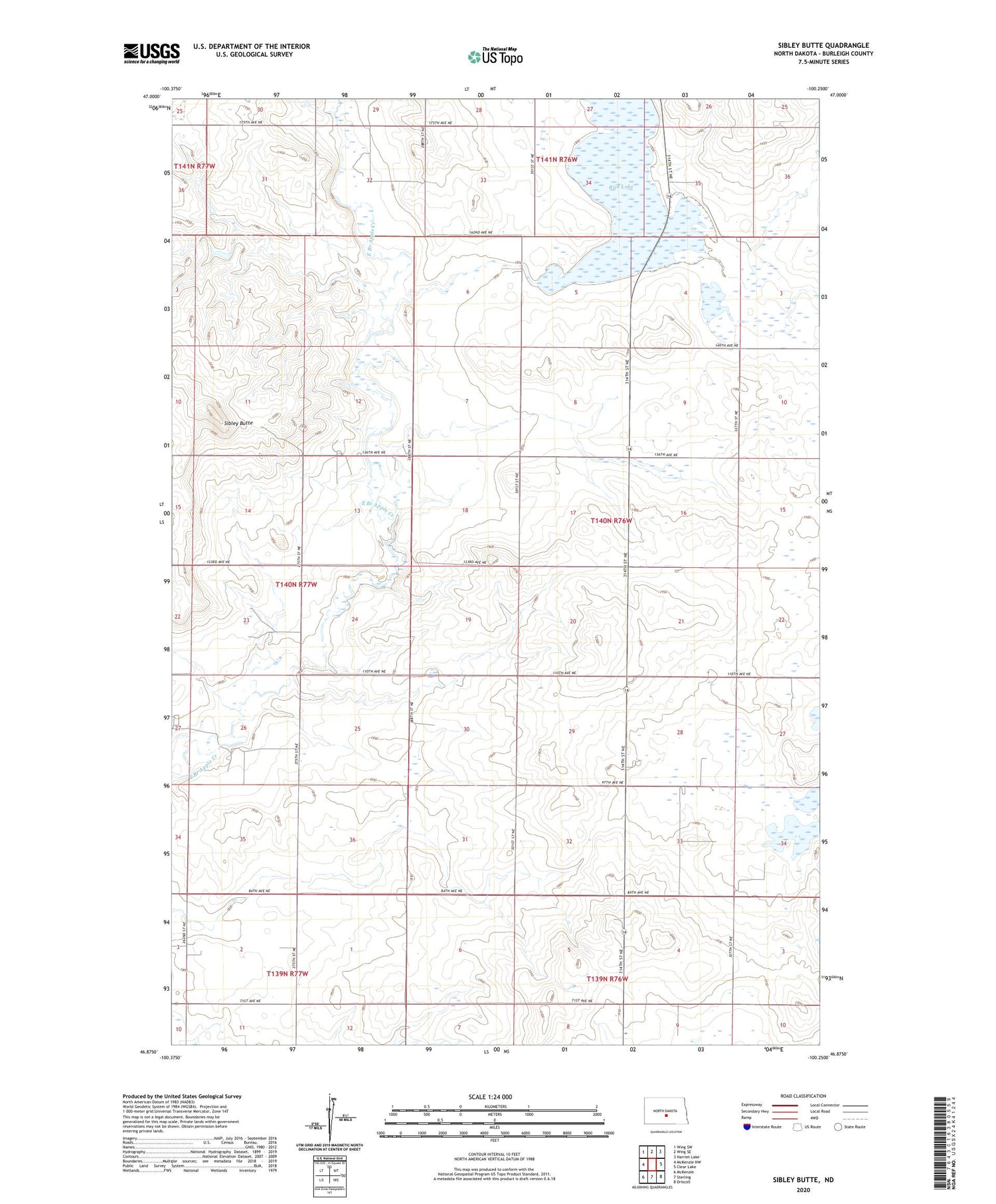 Sibley Butte North Dakota US Topo Map Image