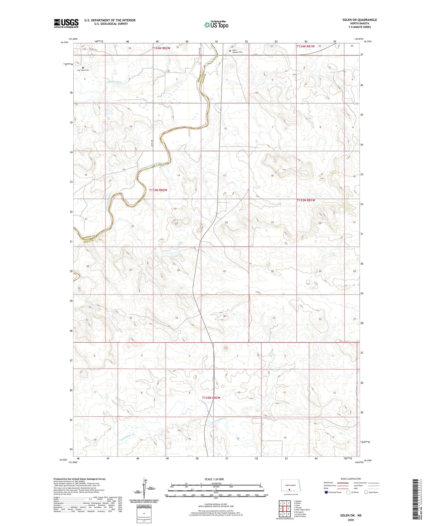 Solen SW North Dakota US Topo Map Image