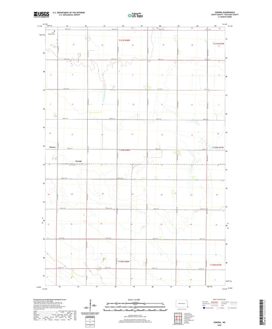 Sonora North Dakota US Topo Map Image