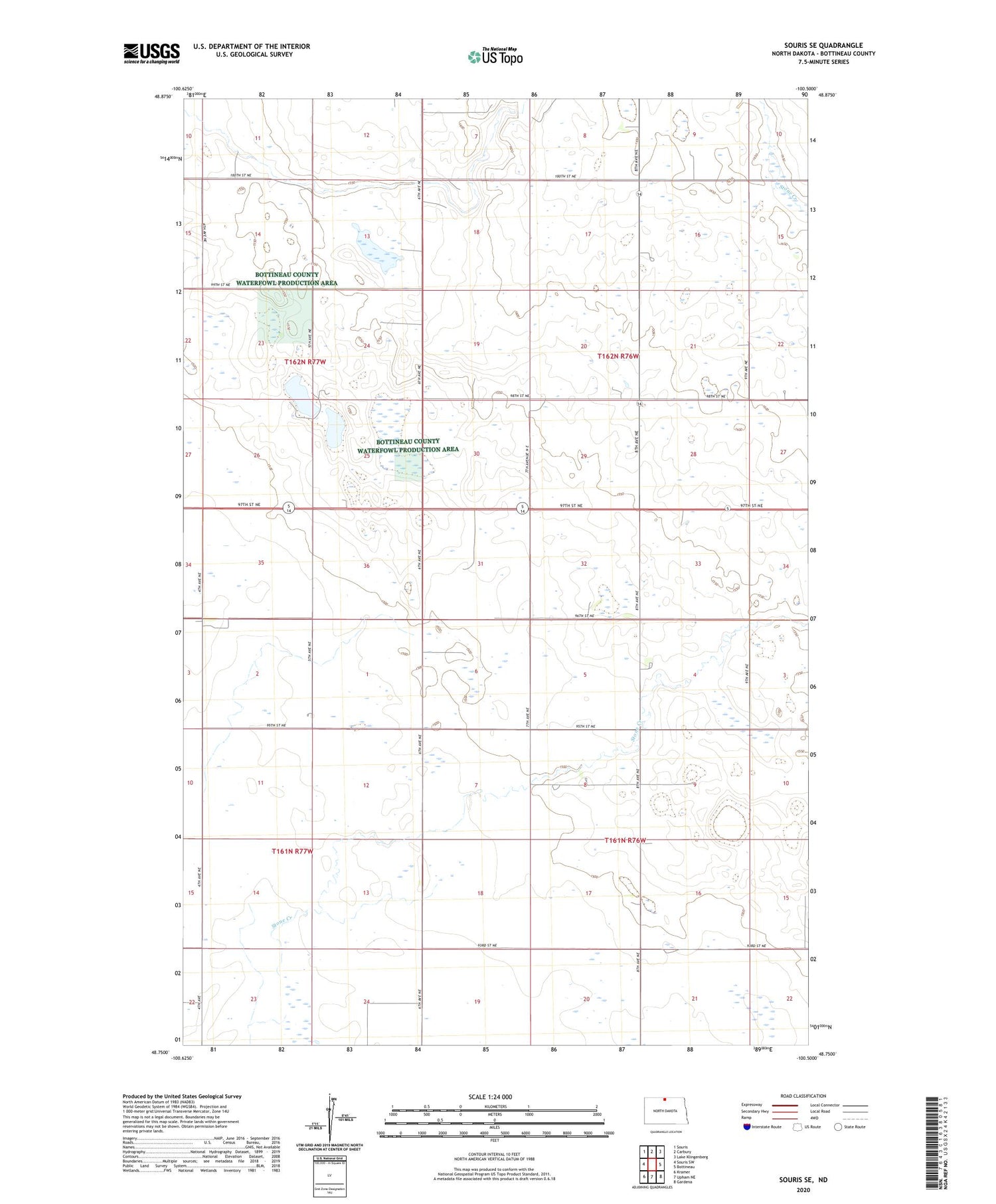 Souris SE North Dakota US Topo Map Image