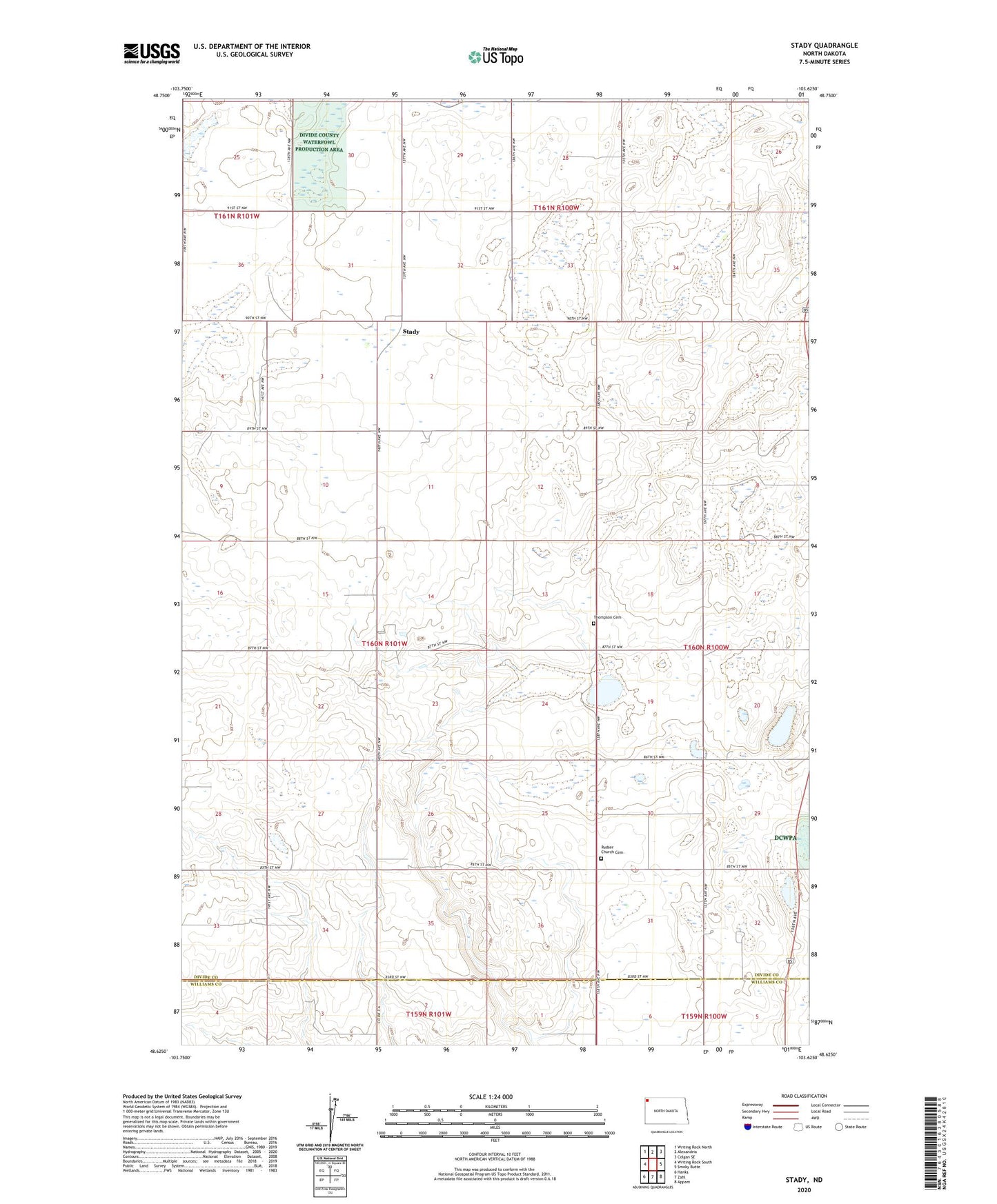 Stady North Dakota US Topo Map Image