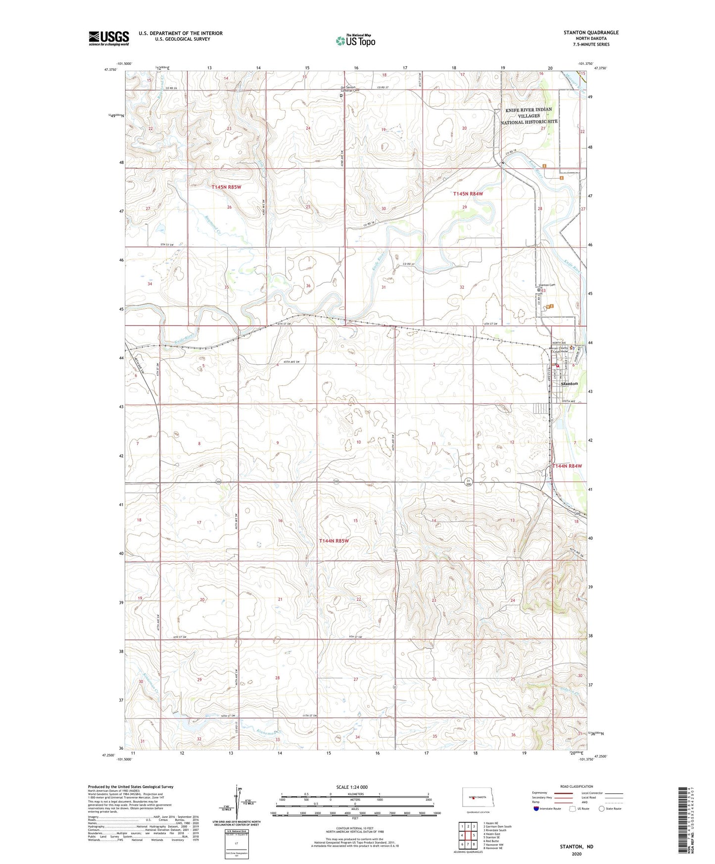Stanton North Dakota US Topo Map Image