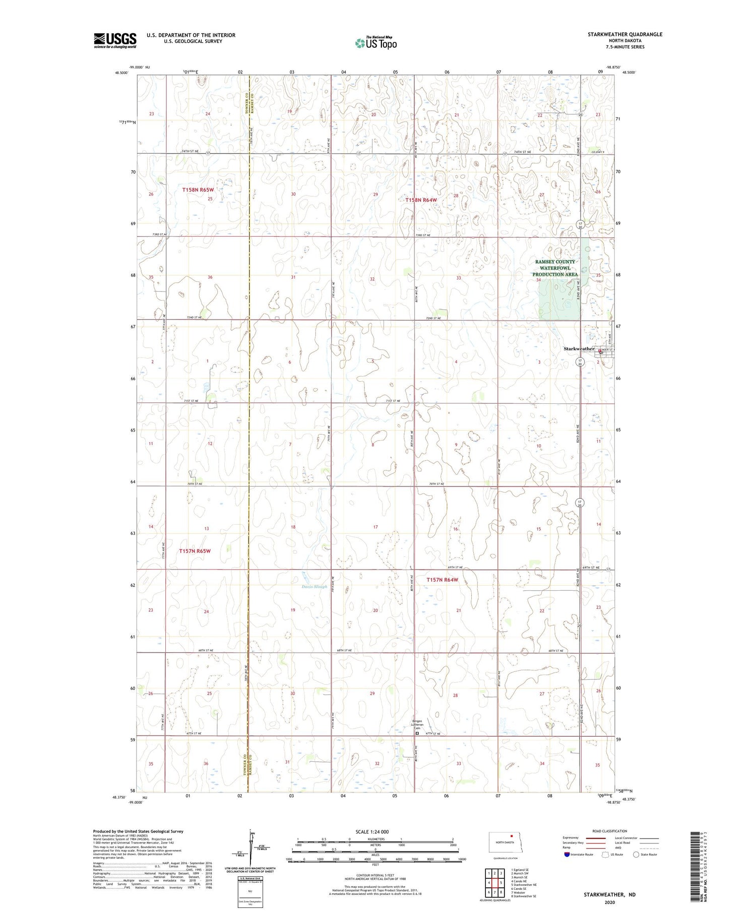 Starkweather North Dakota US Topo Map Image