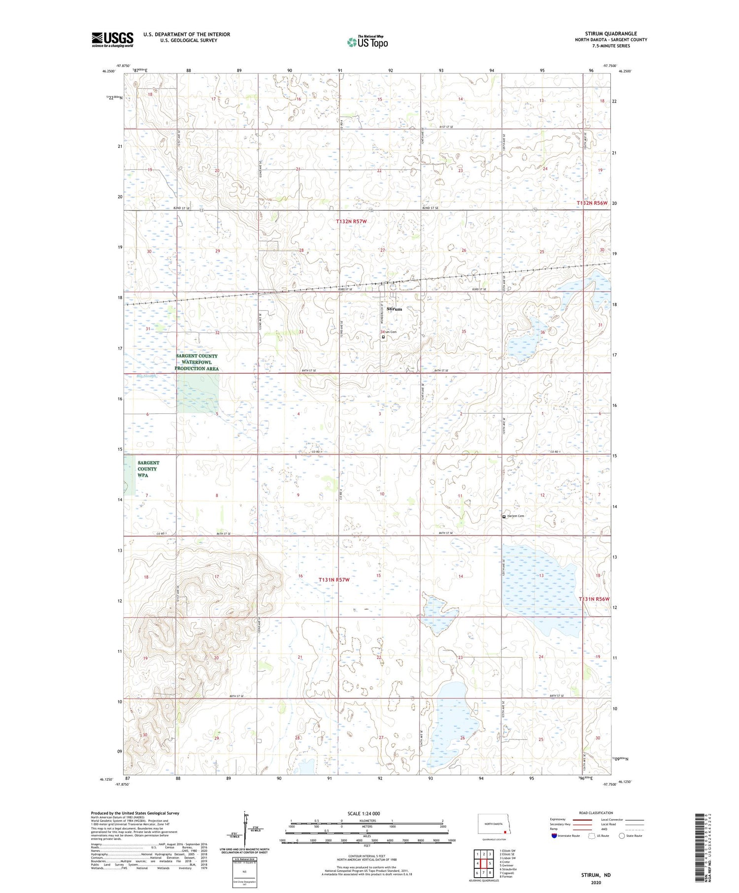 Stirum North Dakota US Topo Map Image