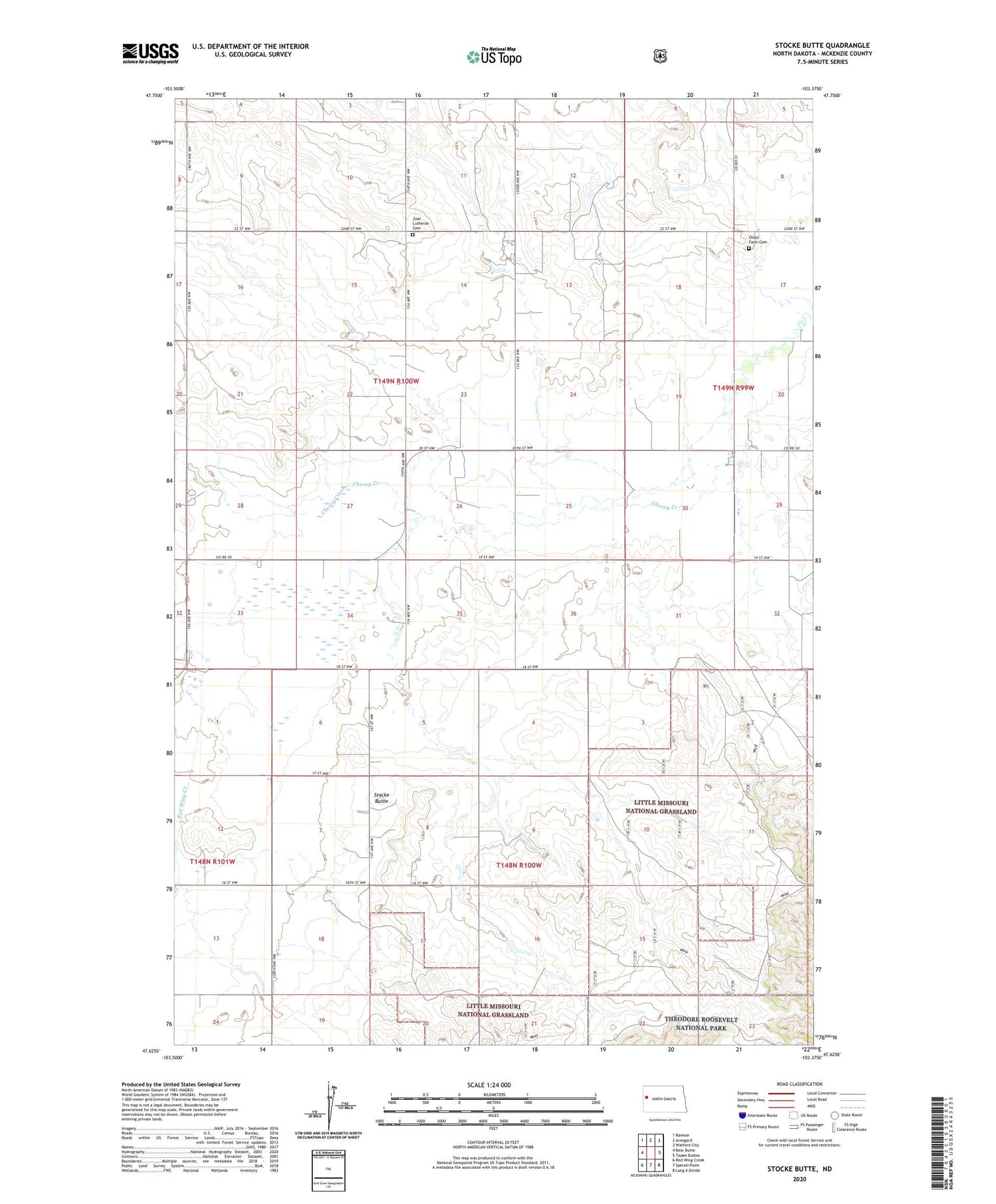 Stocke Butte North Dakota US Topo Map Image