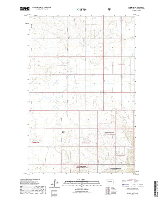 Stocke Butte North Dakota US Topo Map Image