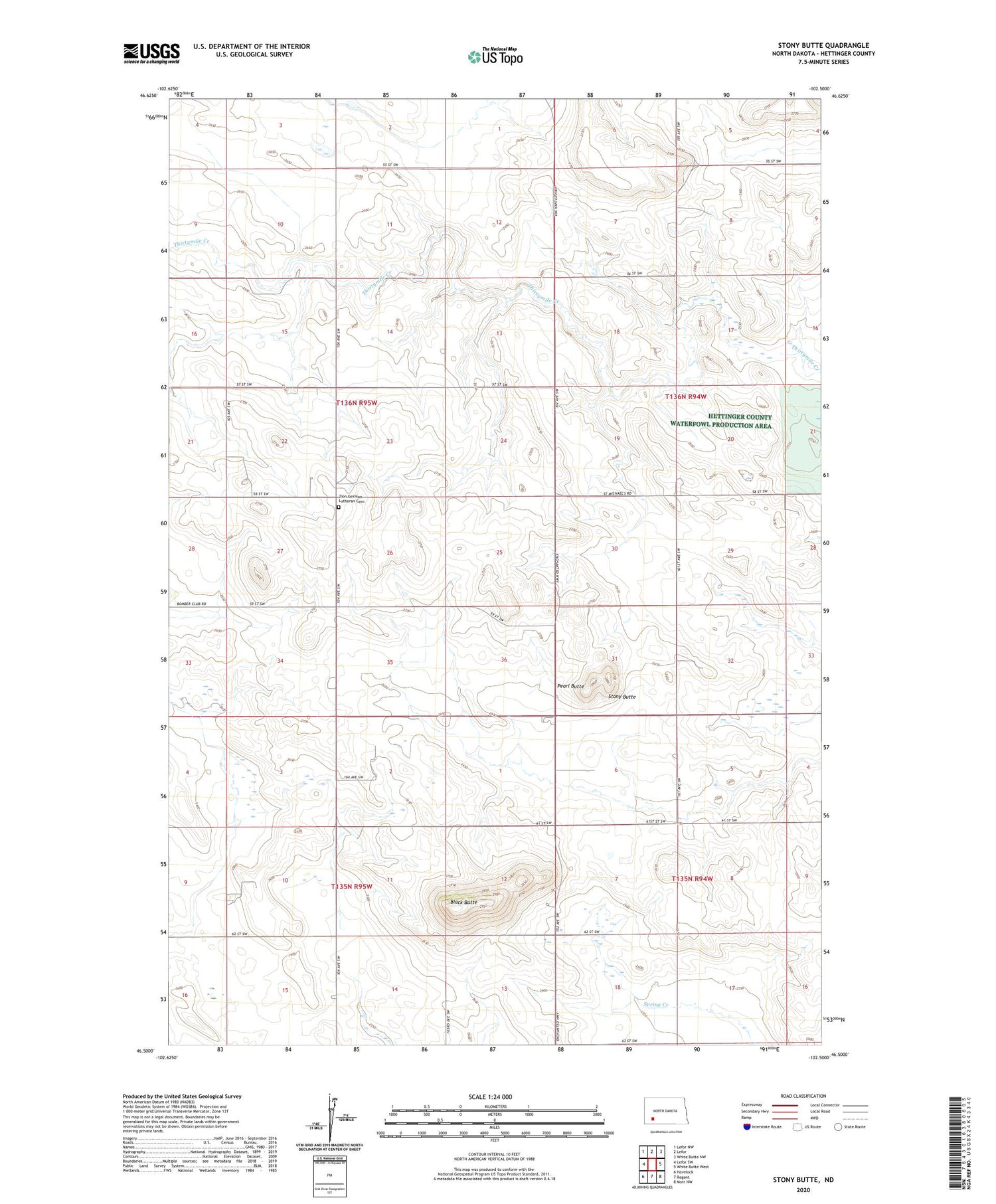 Stony Butte North Dakota US Topo Map Image